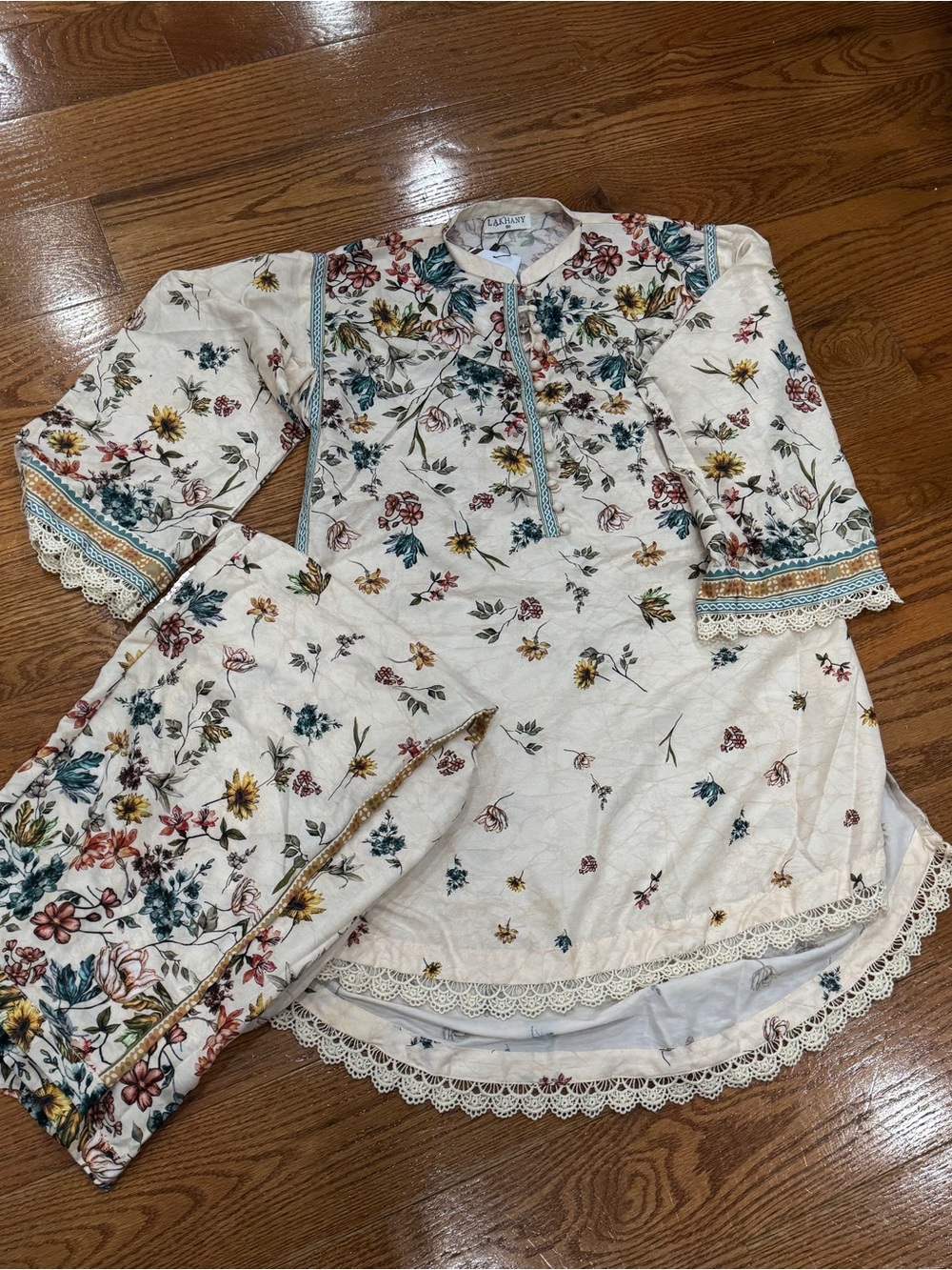 Kids Floral Pajama Set - Cream Floral